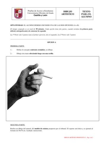 Examen de Dibujo Artístico II (PAU de 2014)