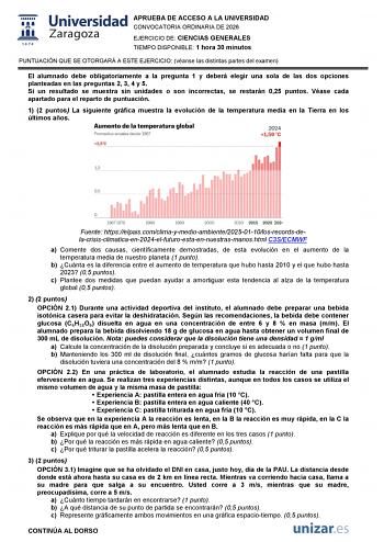 Ciencias Generales – EvAU Aragón (2026)