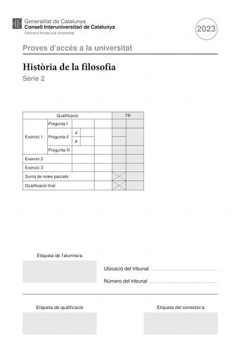 Examen de Historia de la Filosofía (PAU de 2023)