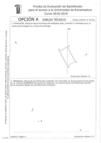 Examen de Dibujo Técnico II (EBAU de 2019)