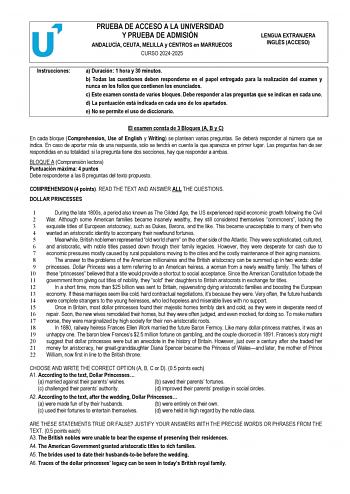 Examen de Inglés (PEvAU de 2025)