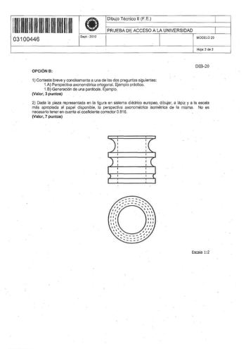 Examen de Dibujo Técnico II (PAU de 2010)