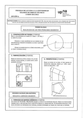 Examen de Dibujo Técnico II (PAU de 2012)