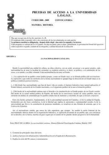 Examen de Historia de España (selectividad de 2009)