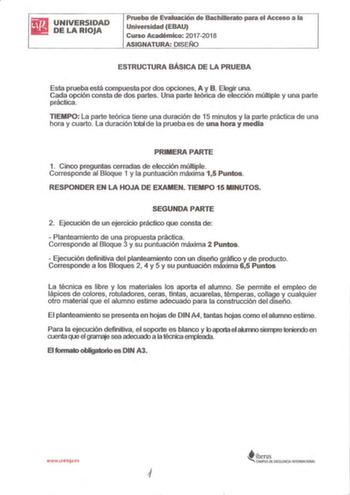 Examen de Diseño (EBAU de 2018)