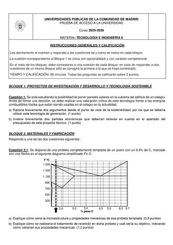 Tecnología e Ingeniería – EvAU Comunidad de Madrid (2026)
