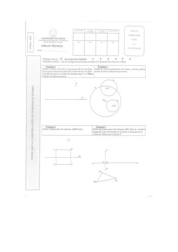 Examen de Dibujo Técnico II (selectividad de 2007)
