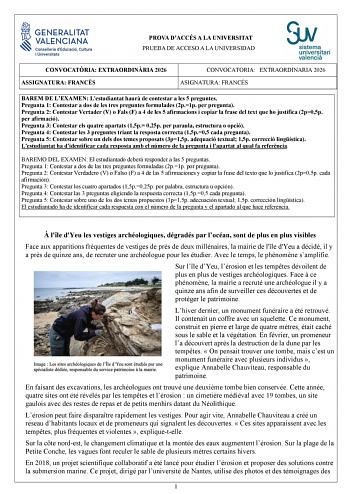Francés – PAU Comunidad Valenciana (2026)