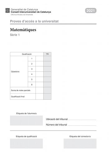 Examen de Matemáticas II (PAU de 2021)
