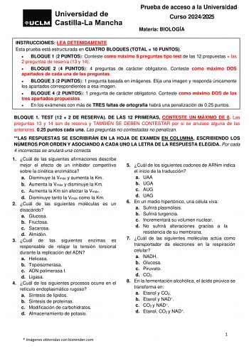 Examen de Biología (EvAU de 2025)