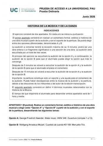 Historia de la Música y de la Danza – EBAU Cantabria (2026)