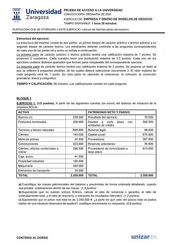 Empresa y Diseño de Modelos de Negocio – EvAU Aragón (2026)