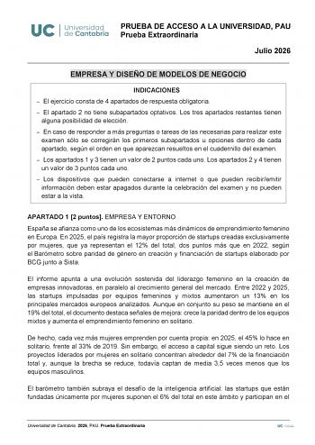 Empresa y Diseño de Modelos de Negocio – EBAU Cantabria (2026)