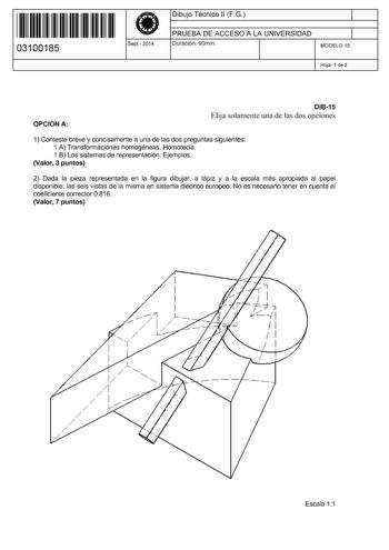 Examen de Dibujo Técnico II (PAU de 2014)