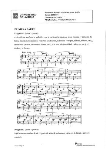 Examen de Análisis Musical (PAU de 2014)