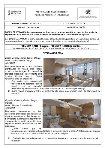 Examen de Diseño (PAU de 2025)
