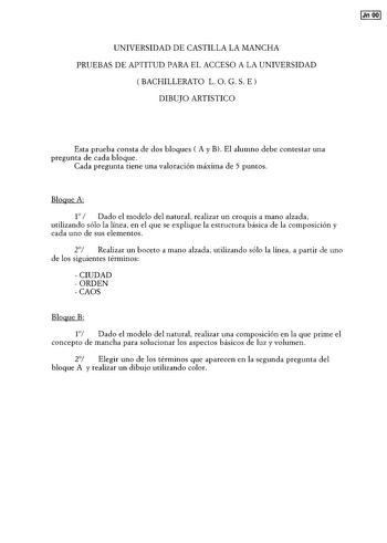 Examen de Dibujo Artístico II (selectividad de 2000)