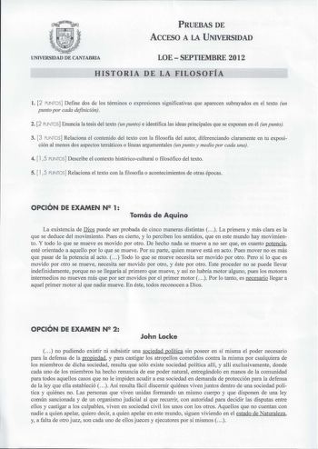 Examen de Historia de la Filosofía (PAU de 2012)
