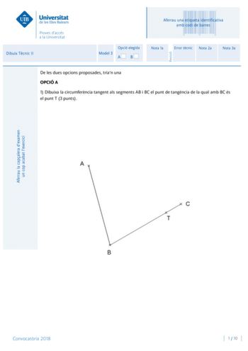 Examen de Dibujo Técnico II (PBAU de 2018)