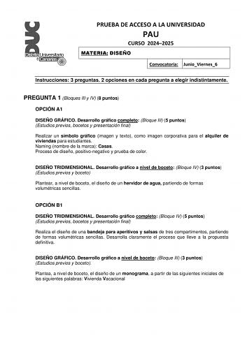 Examen de Diseño (EBAU de 2025)