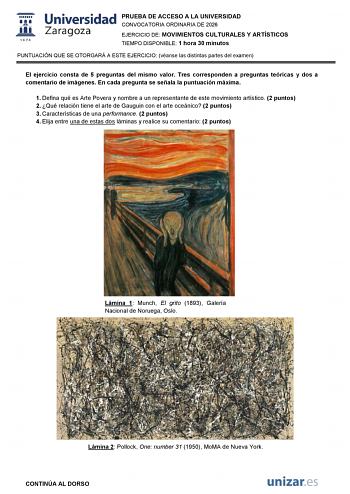 Movimientos Culturales y Artísticos – EvAU Aragón (2026)