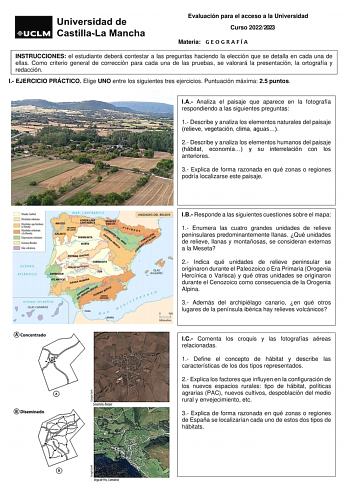 Examen de Geografía (EvAU de 2023)