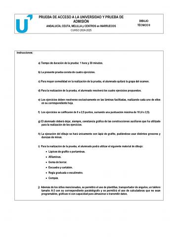 Examen de Dibujo Técnico II (PEvAU de 2025)