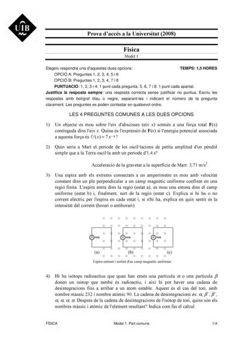 Examen de Física (selectividad de 2008)