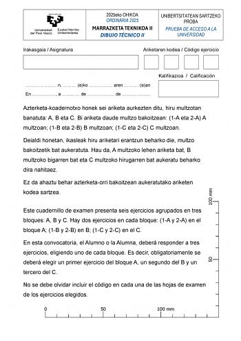 Examen de Dibujo Técnico II (EAU de 2025)