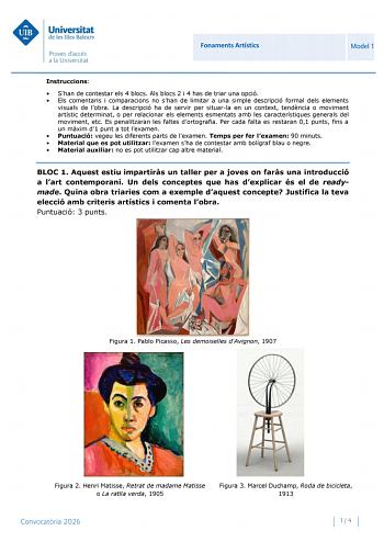 Fundamentos Artísticos – PBAU Islas Baleares (2026)
