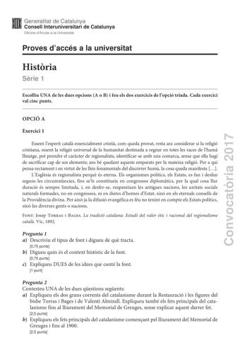 Examen de Historia de España (PAU de 2017)