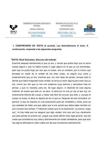 Historia de la Filosofía – EAU País Vasco (2026)