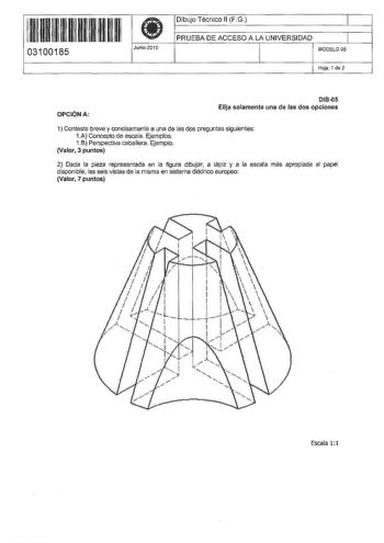 Examen de Dibujo Técnico II (PAU de 2010)