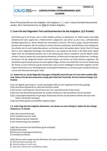 Examen de Alemán (ABAU de 2025)