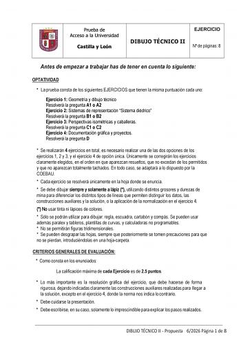 Dibujo Técnico II – EBAU Castilla y León (2026)