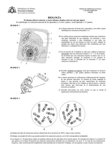 Examen de Biología (selectividad de 1999)