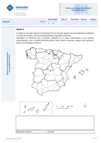 Examen de Geografía (PBAU de 2017)