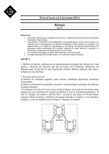 Examen de Biología (PAU de 2011)