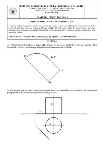 Examen de Dibujo Técnico II (EvAU de 2018)