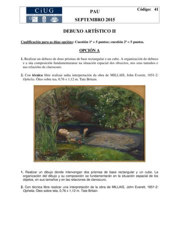 Examen de Dibujo Artístico II (PAU de 2015)