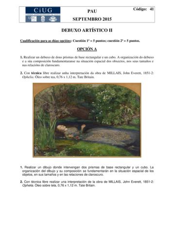 Examen de Dibujo Artístico (PAU de 2015)