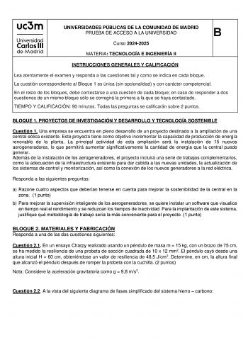 Examen de Tecnología e Ingeniería (EvAU de 2025)