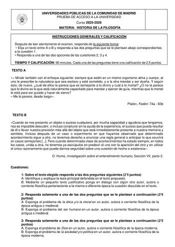 Historia de la Filosofía – EvAU Comunidad de Madrid (2026)