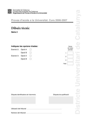 Examen de Dibujo Técnico II (selectividad de 2007)