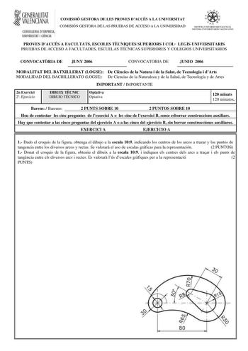 Examen de Dibujo Técnico II (selectividad de 2006)