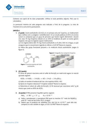 Examen de Química (PBAU de 2018)