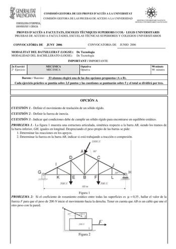 Examen de Mecánica (selectividad de 2006)