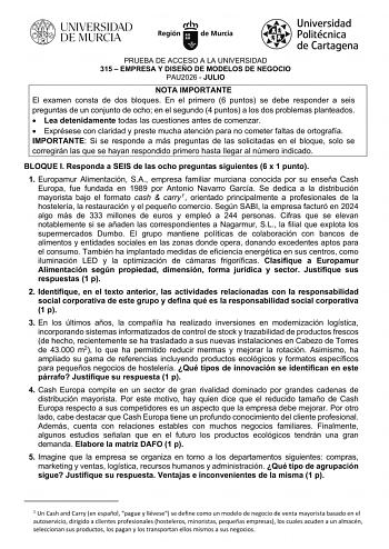 Empresa y Diseño de Modelos de Negocio – EBAU Región de Murcia (2026)