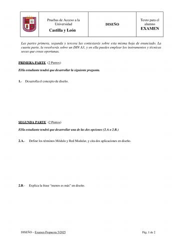 Examen de Diseño (EBAU de 2025)