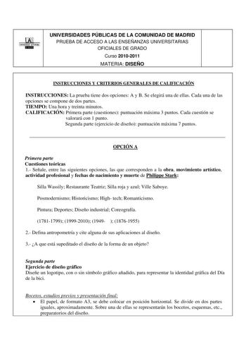 Examen de Diseño (PAU de 2011)